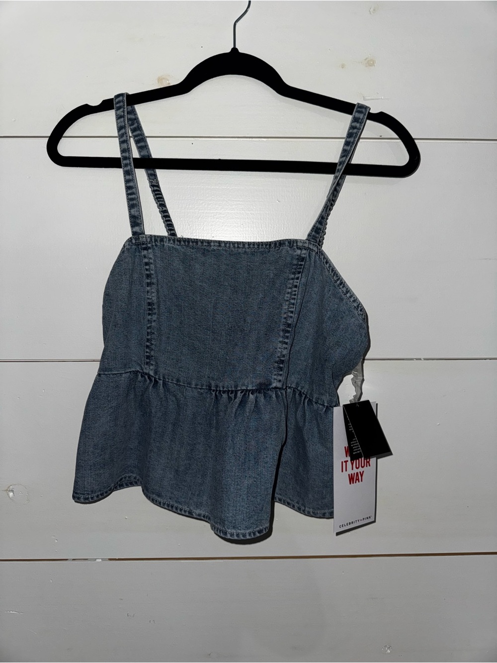 NWT Celebrity Pink Chambray Peplum Tank Top Women’s Medium